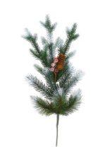 Фото Ветка хвойная с шишками и ягодами заснеженная 55 см, литая + леска (10) Ветка хвойная с шишками и ягодами заснеженная 55 см, литая + леска (10)